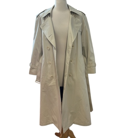 London Fog Classic Double Breasted Belted Wool zip out liner Trench Coat sz 8P - Picture 4 of 16